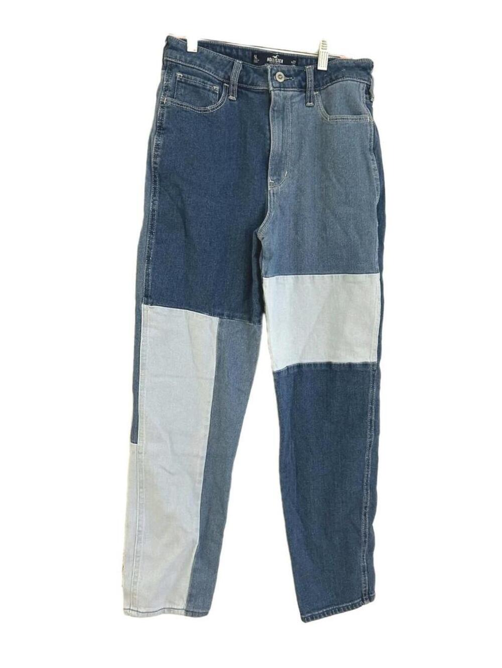 Hollister Patchwork Ultra High Rise Mom Jeans Blue Denim Women's 5L W27 L29
